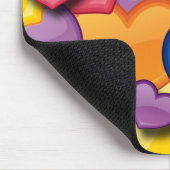 カラフルなハートのコラージュ マウスパッド (コーナー)