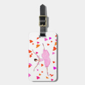 カラフルなハートのバレリーナの踊り ラゲッジタグ (正面縦)