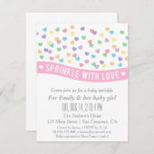 カラフルなハートのモダンなベビーは招待状を振りかけます 招待状 (正面/裏面)