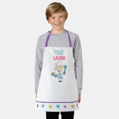カラフルなハートの子供用パンツェ Apron エプロン (着用した状態)