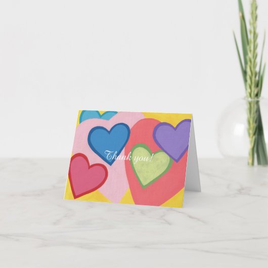 カラフルなハートの感謝カード サンキューカード (正面)