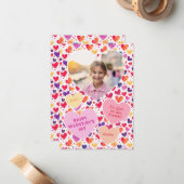 カラフルなハートの教室バレンタインデーの写真 ノートカード (正面/裏面インサイチュ)