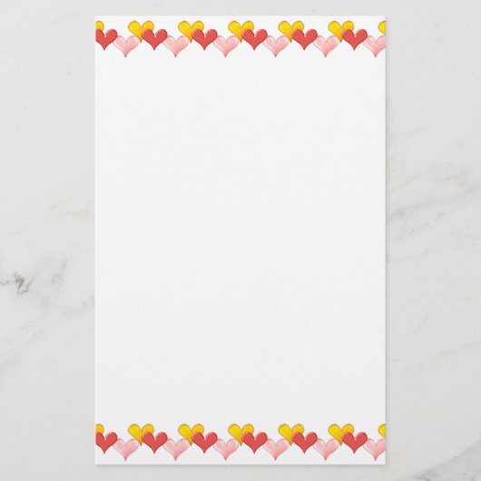 カラフルなハートの文房具 便箋 (正面)