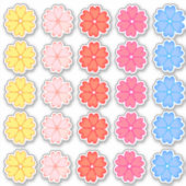 カラフルなハートの花のセット シール (正面)