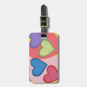 カラフルなハートはパーソナライズな荷物のラベルを層にしました ラゲッジタグ (正面縦)