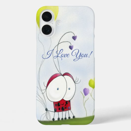 カラフルなハートバルーンを持つチャーミングなテントウムシ Case-Mate iPhoneケース (裏面)