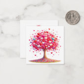カラフルなハート型の木 ノートカード (正面/裏面インサイチュ)