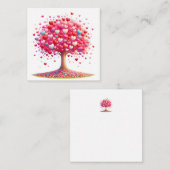 カラフルなハート型の木 ノートカード (正面/裏面)