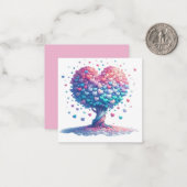 カラフルなハート型の木 ノートカード (正面/裏面インサイチュ)
