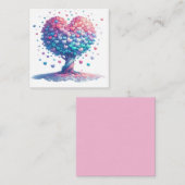 カラフルなハート型の木 ノートカード (正面/裏面)