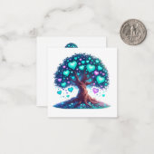 カラフルなハート型の木 ノートカード (正面/裏面インサイチュ)