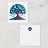 カラフルなハート型の木 ノートカード (正面/裏面)