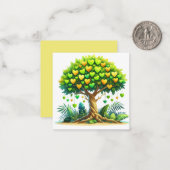 カラフルなハート型の木 ノートカード (正面/裏面インサイチュ)