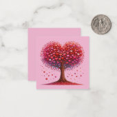 カラフルなハート型の木 ノートカード (正面/裏面インサイチュ)