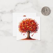 カラフルなハート型の木 ノートカード (正面/裏面インサイチュ)