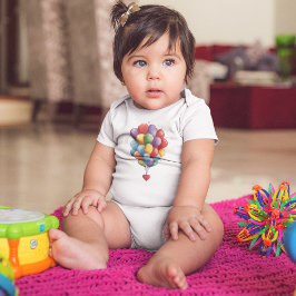 カラフルなハート型の風船 ベビーボディスーツ