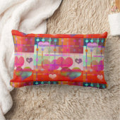 カラフルなハート柄のクッション ランバークッション (ブランケット)