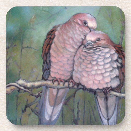カラフルなハードプラスチック コースター "Dove Love" (正面)