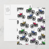 カラフルなバイク柄 ポストカード (正面/裏面)