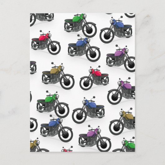 カラフルなバイク柄 ポストカード (正面)