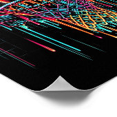 カラフルなバスケットボールが色を滴らせるフープネット ポスター (角)