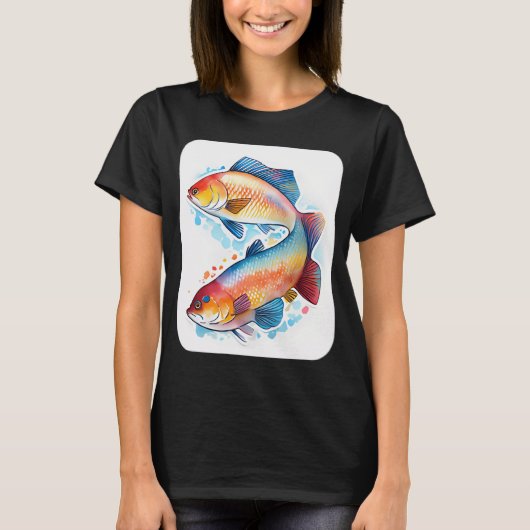 カラフルなバスフィッシュ Tシャツ (正面)