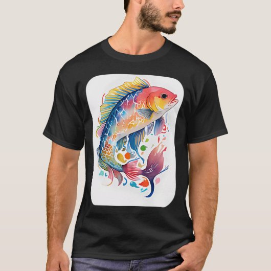 カラフルなバスフィッシュ Tシャツ (正面)