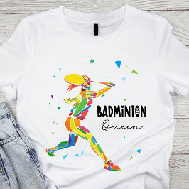 カラフルなバドミントンの女王の抽象的なアスレチックデザイン トライブレンドTシャツ