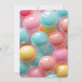 カラフルなバブルガム キャンディー カリグラフィー ベビーシャワー 招待状 (裏面)