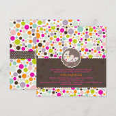カラフルなバブルガム/ドット 誕生発表 招待状 (正面/裏面)