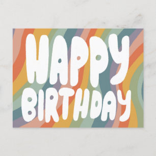 カラフルなバブルレターのオリジナル誕生日カード , オーダーメイド ポストカード