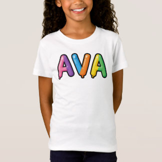カラフルなバブルレターのAvaネームデザイン Tシャツ