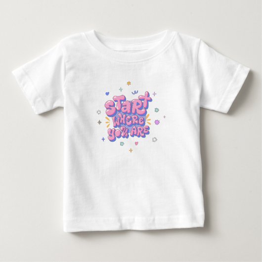 カラフルなバブルレター名言 ベビーTシャツ (正面)
