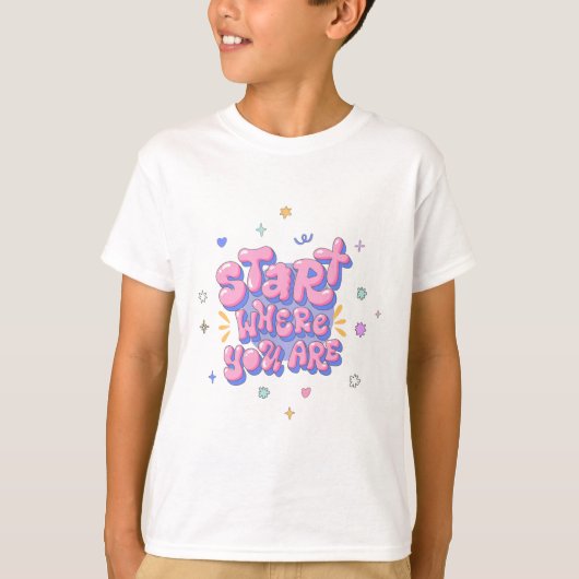 カラフルなバブルレター名言 Tシャツ (正面)