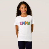 カラフルなバブル文字の可愛い「Emma」デザイン Tシャツ (正面フル)