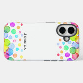 カラフルなバブル柄の白いオリジナルアイテム Case-Mate iPhoneケース (裏面 (横))