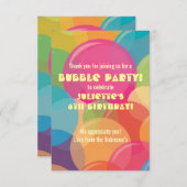カラフルなバブル バースデーパーティー サンキューカード (正面/裏面)