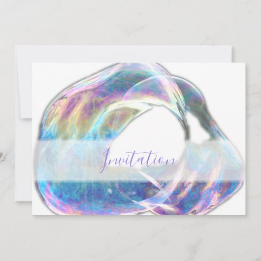 カラフルなバブル バースデー パーティー 招待状 (正面)