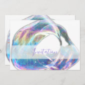 カラフルなバブル バースデー パーティー 招待状 (正面/裏面)