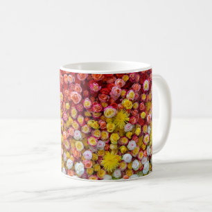 カラフルなバラとキクの花グラデーション コーヒーマグカップ