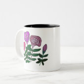 カラフルなバラのデザイン ツートーンマグカップ (正面左)