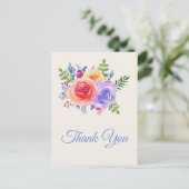 カラフルなバラの水彩花束感謝カード ポストカード (スタンド正面)