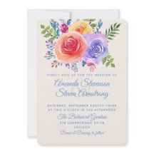 カラフルなバラの水彩花束