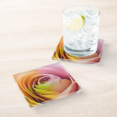 カラフルなバラの花びらの閉めて下さい ガラスコースター (アングル)