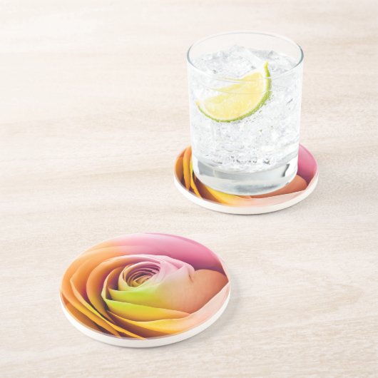 カラフルなバラの花びらの閉めて下さい コースター (側面)