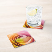 カラフルなバラの花びらの閉めて下さい スクエアペーパーコースター (インサイチュ)