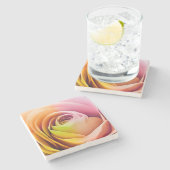 カラフルなバラの花びらの閉めて下さい ストーンコースター (横)