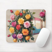 カラフルなバラの花束 マウスパッド (マウス)