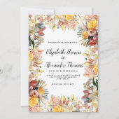 カラフルなバラ リリー オーキッドの花の結婚式 招待状 (正面)