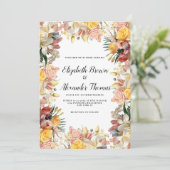 カラフルなバラ リリー オーキッドの花の結婚式 招待状 (スタンド正面)